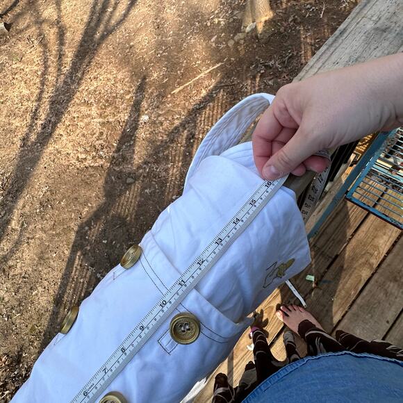 Vintage Y2K White and Gold Baby Phat Strapless Belted Buttoned Minidress Sz S - Picture 13 of 13